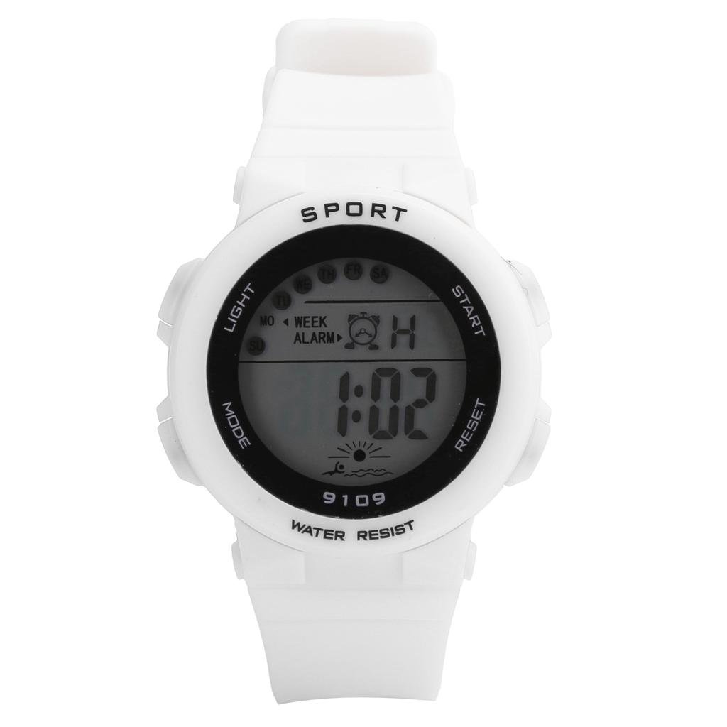 Montre numérique tendance Lumières lumineuses Étanche Montres électroniques pour enfants9109 Blanc