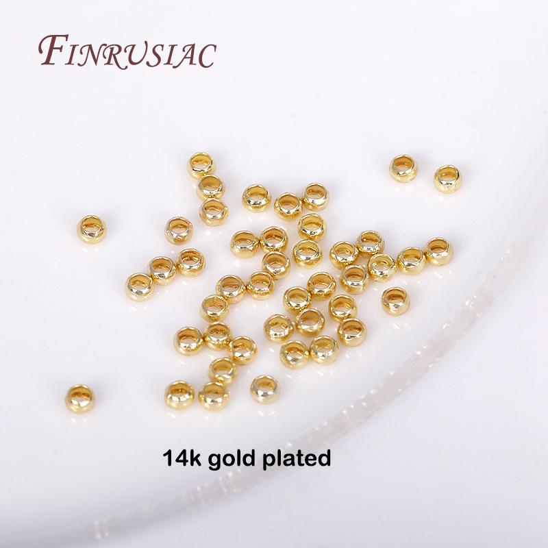 14K/18K Gold Plated 2mm Tube Crimp Beads, High Quality Cylindrical Tube Crimp End Bead For Jewellery Making Supplies Wholesale