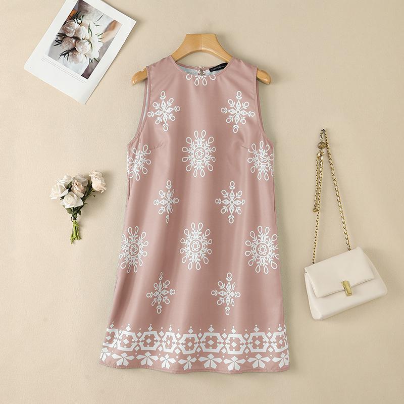 ZANZEA Women Casual Round Neck Sleeveless Print Tank Dress
