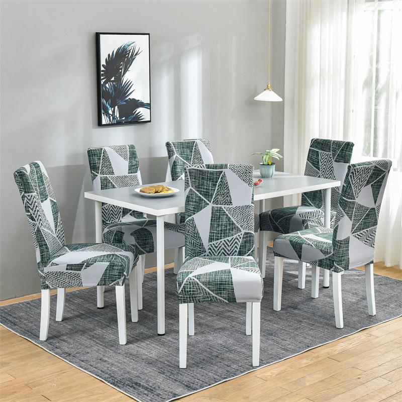 Printed Chair Cover Geometric Pattern Stain-Resistant Anti-Dust Seat Cover Minimalist Fashion Hotel Home Dining Chair Protector