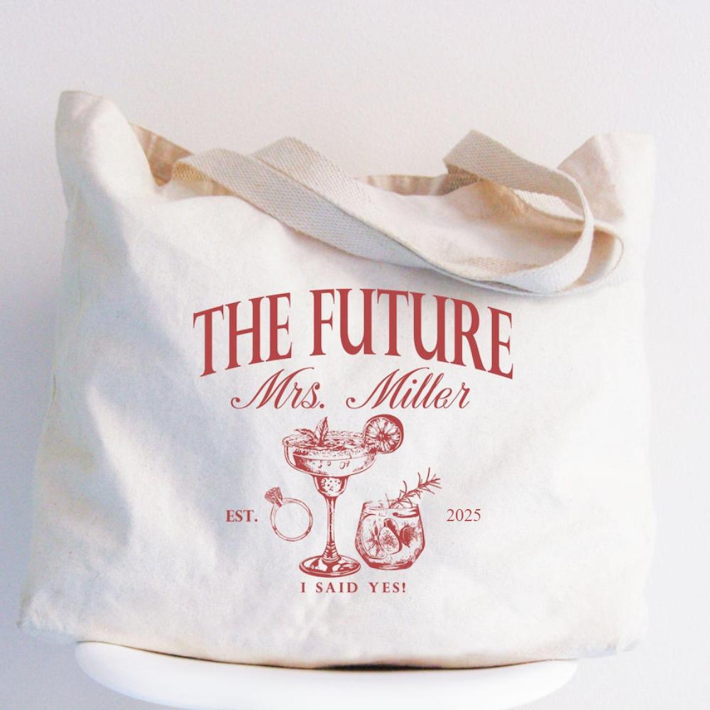 Personalized Future Mrs Tote Bag Custom Mrs Bag Engagement Bride Canvas Bag Bride To Be Bridesmaid Engagement Party Supplies