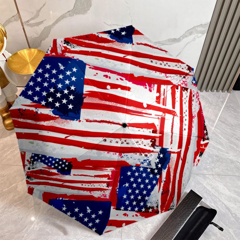 American Flag Fashionable Automatic Opening/Closing Folding Umbrella. Portable and Foldable, Ideal for Gift, Travel, and Daily Use