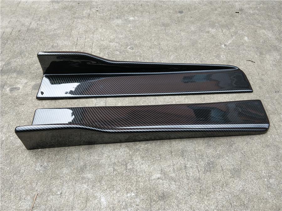 2Pcs 58cm Carbon Fiber Look Car Side Skirt Rocker Splitters Winglet Diffuser Kit