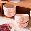 A Set of 4 Adorable Pink Donut Ceramic Tableware Cute Household Rice Bowl Eating Dishes Soup Yogurt Dessert Bowls