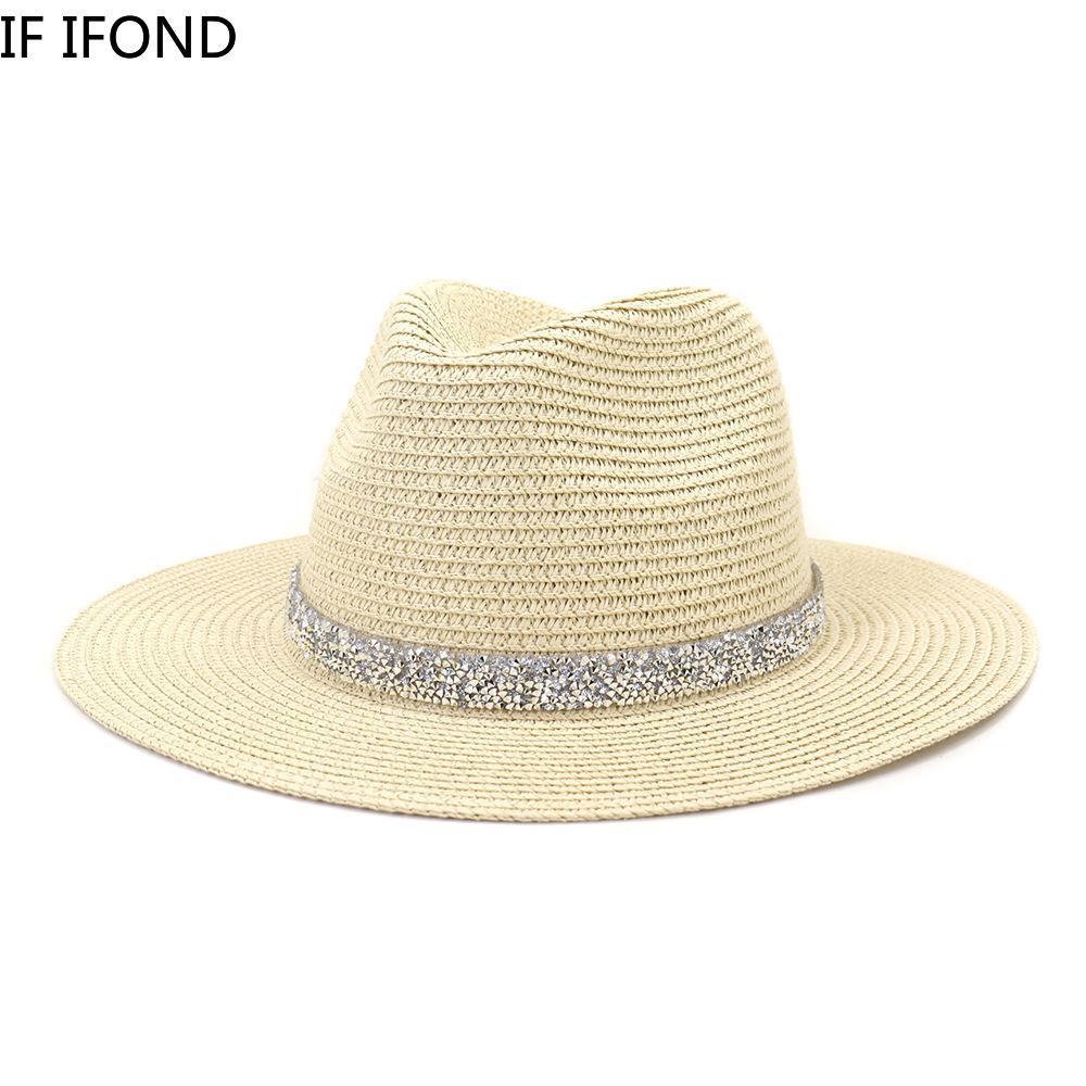 White Women Sun Hat Summer Wide Brim StrawTravel Beach Hats Big Size 60CM New Jazz Trilby Cap Chapeu Feminino Praia