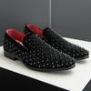 Fashion New Black Rivet Rhinestones Pointed Slip On Shoes Men Designer Rock Punk Loafers Formal Wedding Prom Dress Homecoming Footwear