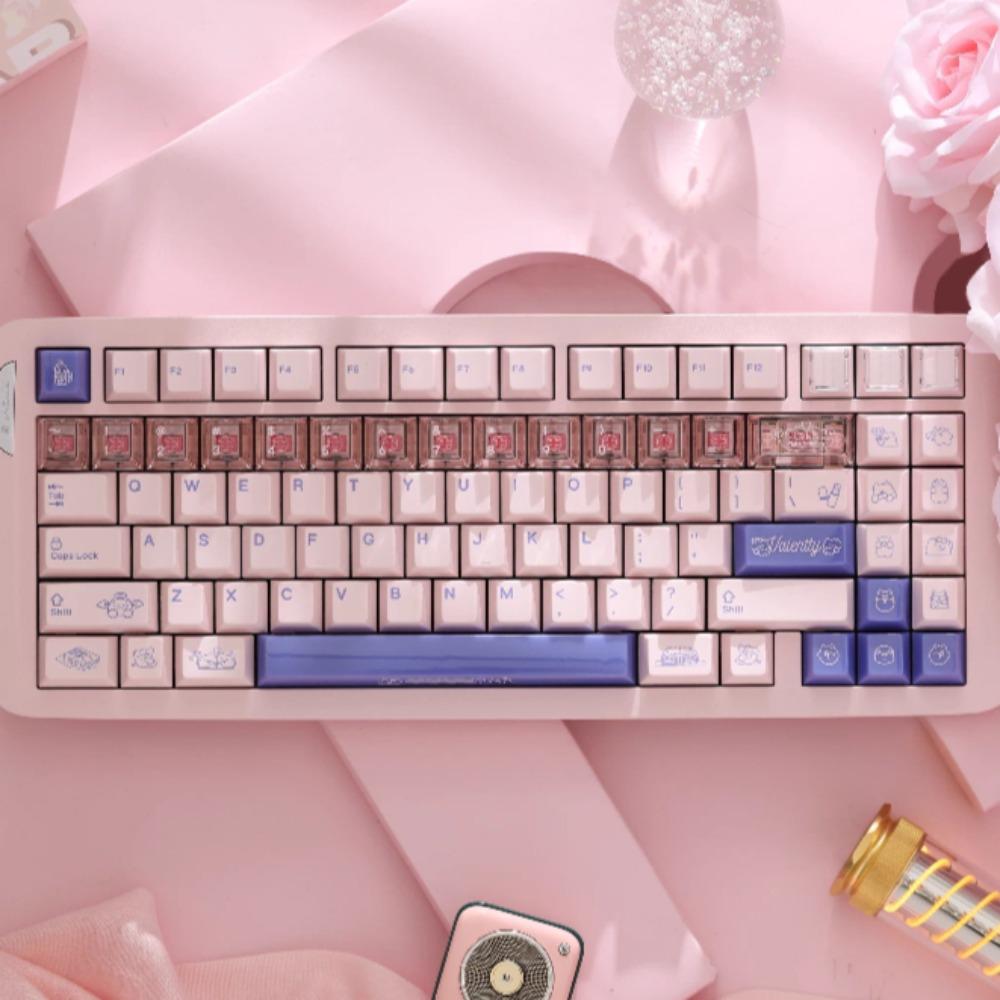 KeyByeLab Cute Cat Keycap Set PBT+PC Custom Personalized Keyboard Cap Cherry Profile KeyCap for Mechanical Keyboard Accessories
