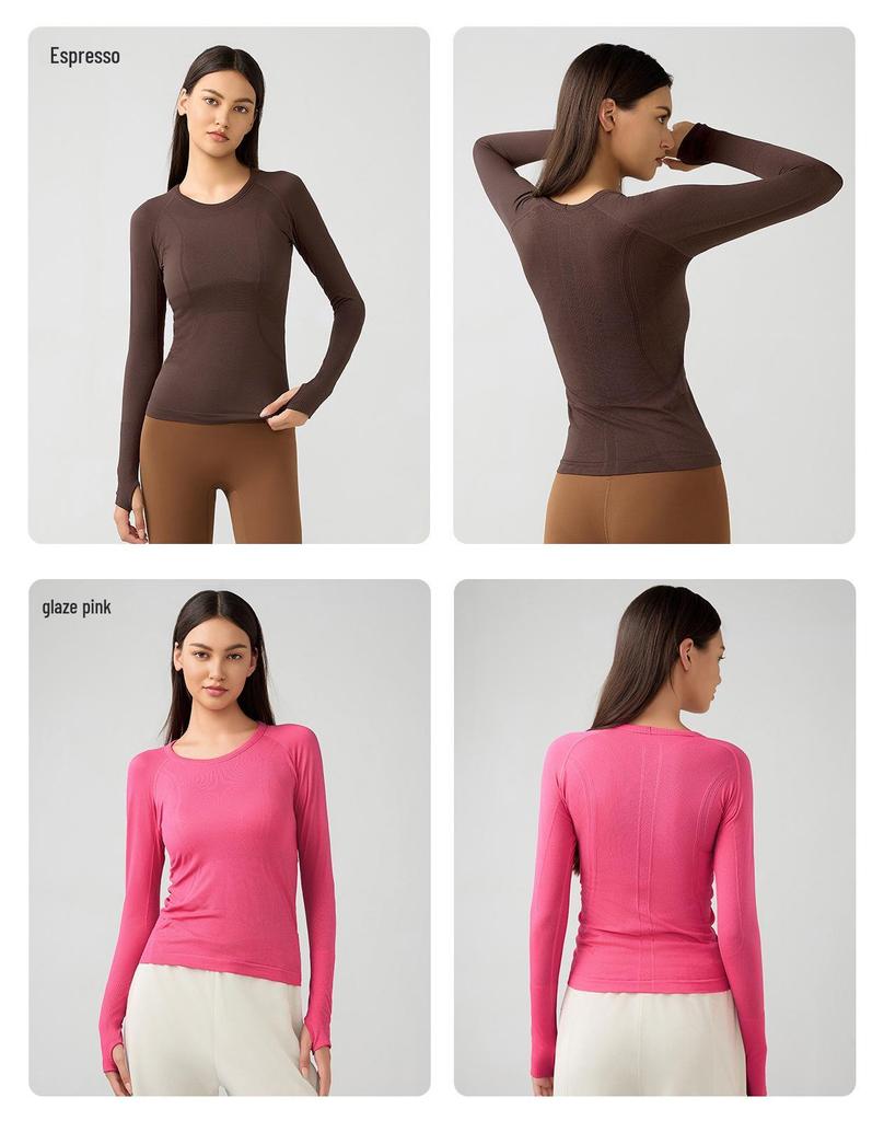 Women's Seamless Long Sleeve Yoga Top – Comfortable, Breathable, Tight-Fitting, Slimming Fitness Wear
