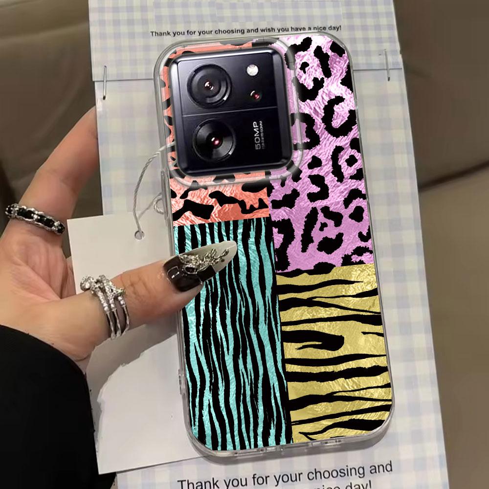 Splicing Purple Leopard Print Girls Phone Case for Xiaomi 13T 14T 11 Lite NE Poco X5 M6 Pro X6 X7 X3 Pro NFC C65 C61 M5S Cover