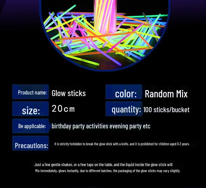 Glow Stick Flashing Wand - Fluorescent Light for Outdoor, Concerts, Night Markets