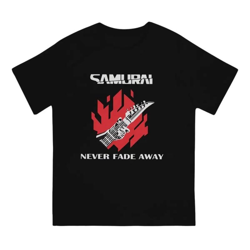 Never Fade Away T Shirt Men's Pure Cotton Awesome T-Shirts O Neck Cyber Samurai Punk Tees Short Sleeve Clothing Gift Idea