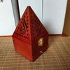 Pine Wood Incense Burning Box Fit for Hem Hollowed Antique Pyramid Incense Box Red Small