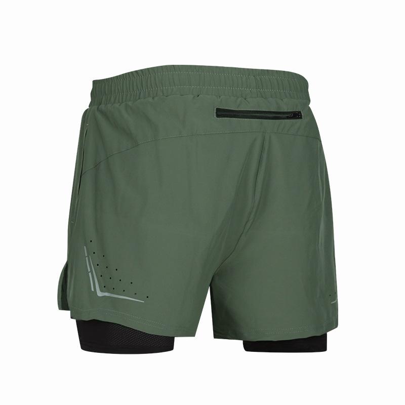 Pantaloni scurți pentru bărbați, cu uscare rapidă, respirabili, lejeri, anti-explozie, cu căptușeală dublă, cu buzunar în spate, pentru alergare, maraton, atletism pe pistă