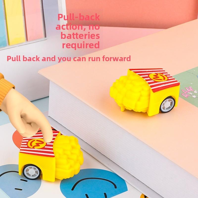 Creative Plastic Mini French Fries Rebound Racing Car Toy For Play Toddler