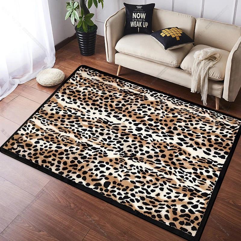 Abstract Style Leopard Soft Carpet Living Room Decoration Homesofa Area Large Sofa Side Rugs Non-slip Bedroom Floor Mat Washable