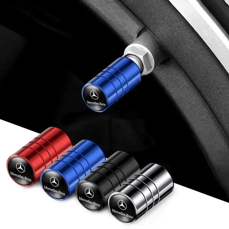 Hot 2025 For AMG W124 4pcs Metal Car Wheel Tire Valve Caps Stem Case Covers For Mercedes Benz B/C/E/S Class A Class C200L GLC GL