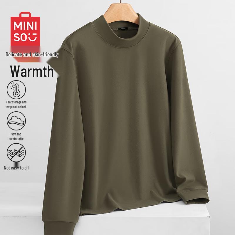 MINISO Men s Antibacterial Thermal Fleece Half-Turtleneck Long-Sleeve Base Layer 3XL
