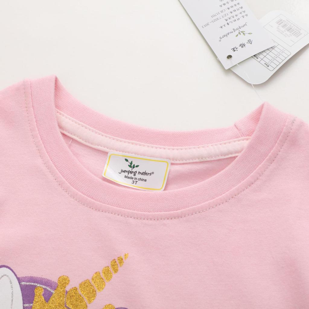 Unicorn Pattern Knit T-Shirts for Girls - European & American Style, Short-Sleeved, Perfect for Summer