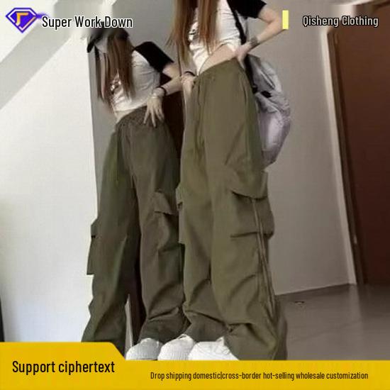 

Versatile Multi-Pocket Solid Color Work Pants - Unisex Casual Fashion for Spring and Autumn XL темно-сірий