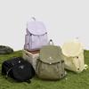Solid Black Flap Backpack with Drawstring Closure Side Pockets Adjustable Straps Casual Travel Daypack