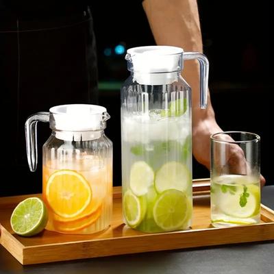 Anti-fall Water Jug Transparent Water Bottle Juice Container Stripe Pitcher  Fridge