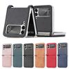 Shockproof Thin Card Slot Leather Case For Samsung Galaxy Z Flip 3 Flip4 Flip 4 Flip3 5g Anti -Scratch Protective Phone Cover