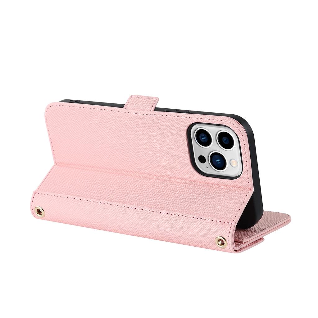 Lanyard Crossbody Wallet Case For iPhone 15 16 Pro Max 14 13 12 Mini 11 XR 8 SE 2025 Cards Slot Magnetic Stand Mirror Book Cover