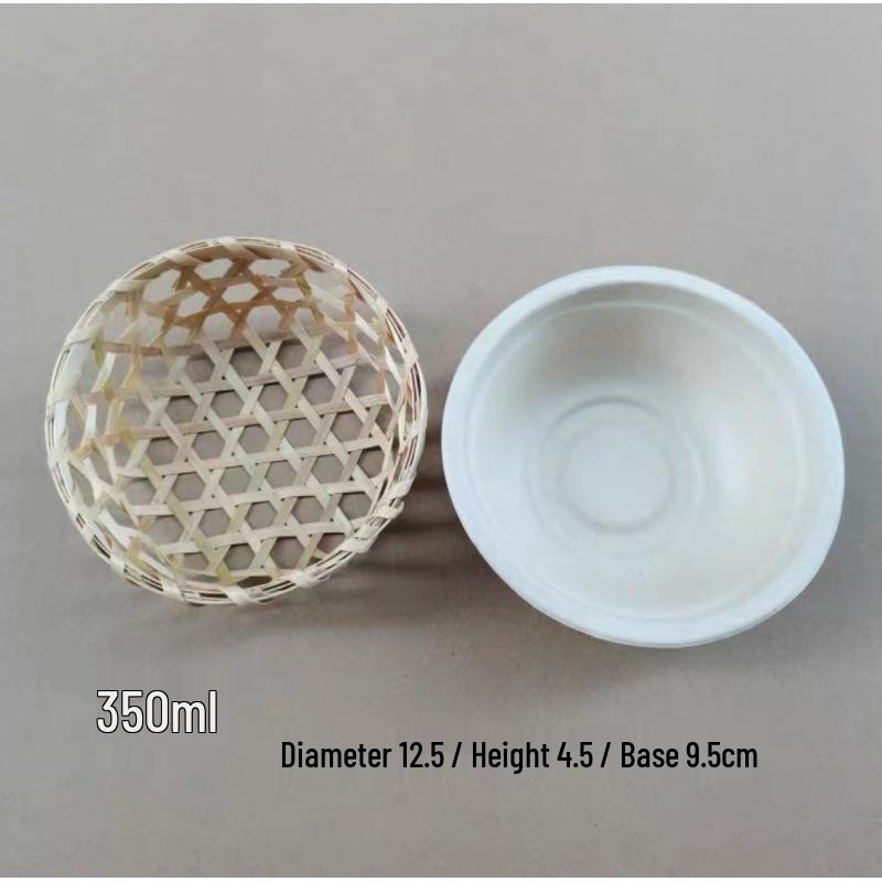 Bamboo Woven Drink Set: Milk Tea Cups, Ice Cream Cups & Basket