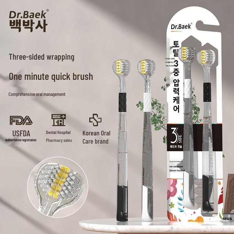 Zweierpack 3-seitige Zahnbürsten mit weichen Borsten für Erwachsene