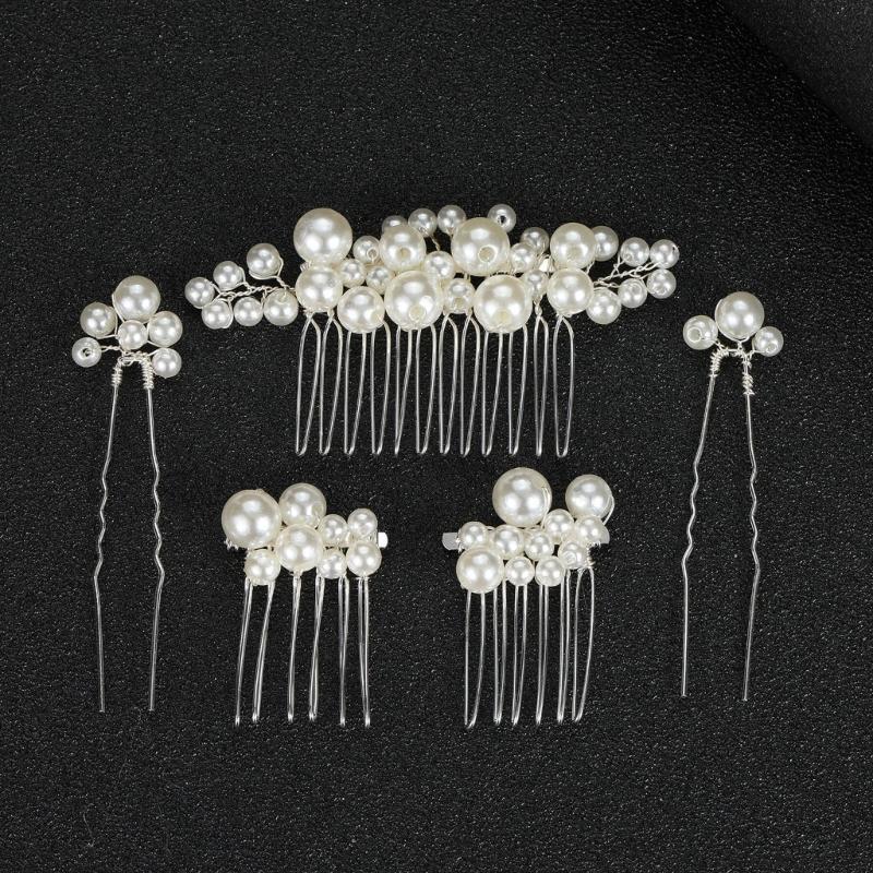 5Pcs Wedding Rhinestones Hairpins Bridal Party Hair Accessories With U Shaped Design For Bride Bridesmaids Flower Girls