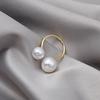 J588 Minimalist Double Pearl Open Ring for Women