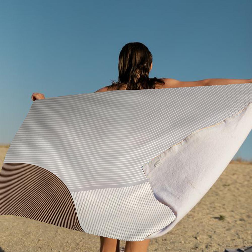 

Cream Beige Striped Big Microfiber Beach Towels Quick Dry Towel Sand Beach Towels Pool Towel for Travel Swim Pool Yoga W30*H60(CM)