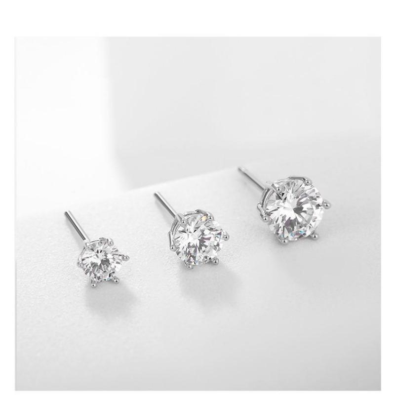 Korean Style Minimalist Fashion Six Claw Zircon Crown Stud Earrings For Women