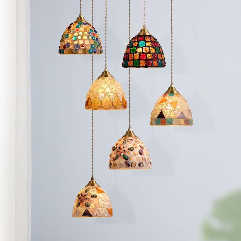 Französischer Glasleuchter im Retro-Stil - Nostalgische Muschel-Lampe für Schlafzimmer, Esstisch oder Tresen