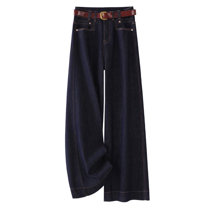 

Women s Dark Blue High-Waisted Wide-Leg Jeans - Spring/Autumn 2025 M