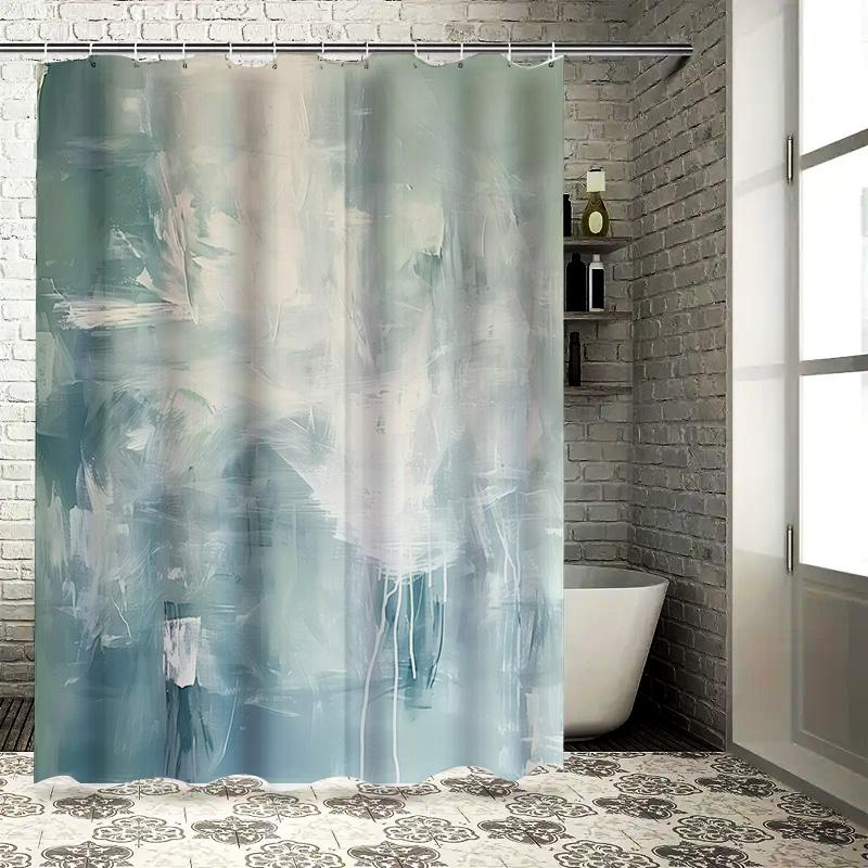 

Luxury Blue White Textured Bathtub Shower Curtain Waterproof Home Decor For Bathroom W60H190(CM)-1 Pcs