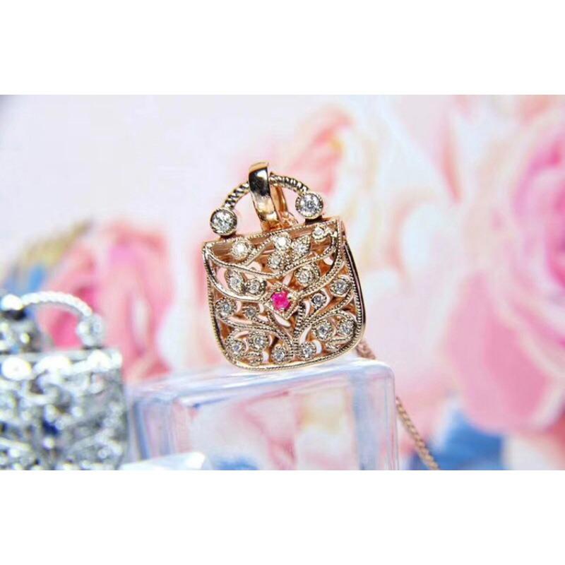 Bag Necklace  Pendant Female Temperament  Light and Luxurious Diamond Collarbone Chain