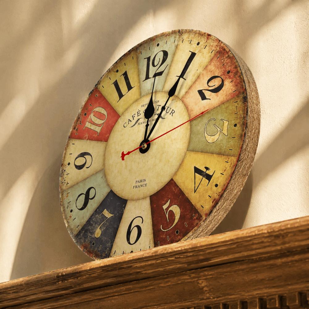 12 Inch Wooden Wall Clock Battery Operated Retro Wall Clock Quartz Wall Clock For Living Room
