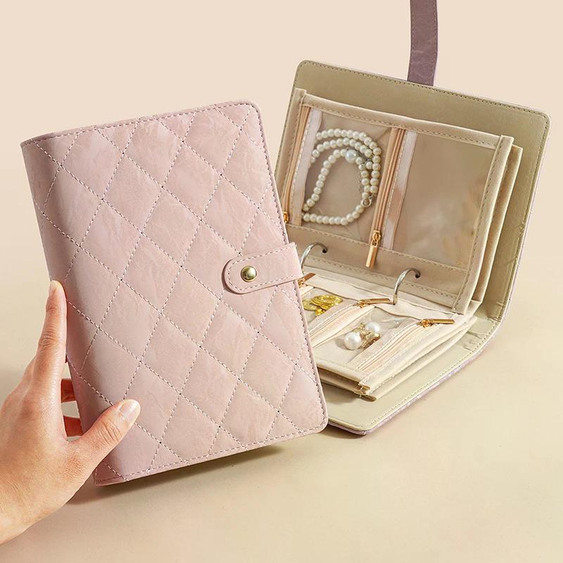 Stylish PU leather Jewelry Box, Portable Velvet Pouch with Clear Zipper, Ideal Women's Gift 1PC