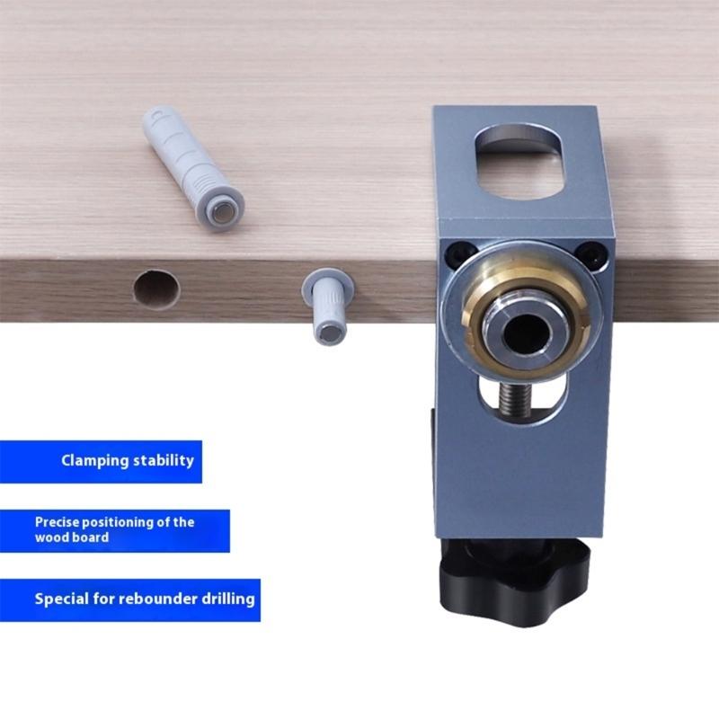 Heavy Duty Aluminum Cabinet Door Dowel Drilling Guide Tool Press Activated Wood Joinery Aid For Seamless Concealed Hole