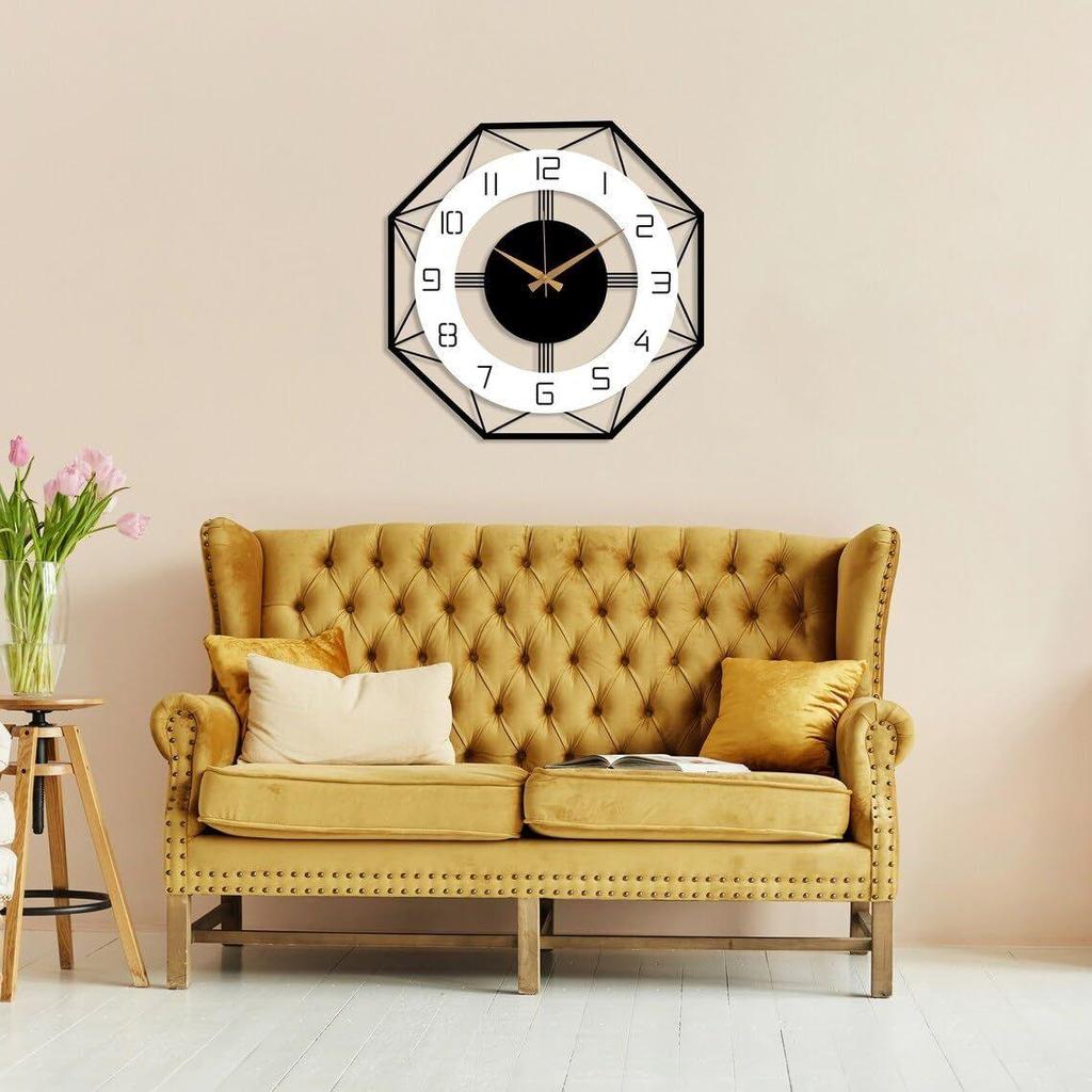 Morden Metal & Wooden Wall Clock for Living Room Bedroom Office Kitchen Stylish Wall Clock for Home and Hall Designer Big Size Modern