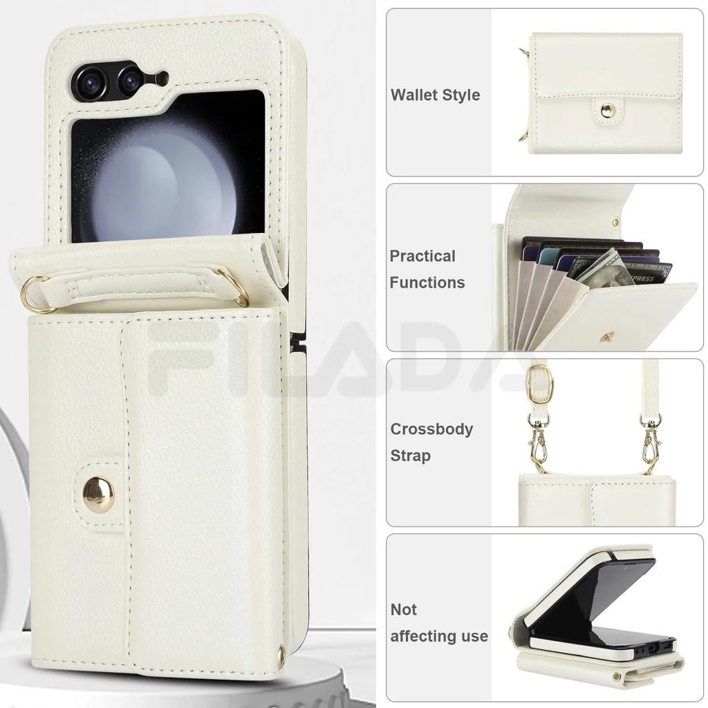 Mehrfarbiges mattes schlichtes Leder Multifunktionale Kartenhülle für Motorola Razr 40 Ultra Hülle mit Schlüsselband Stoßfeste Hülle Zubehör