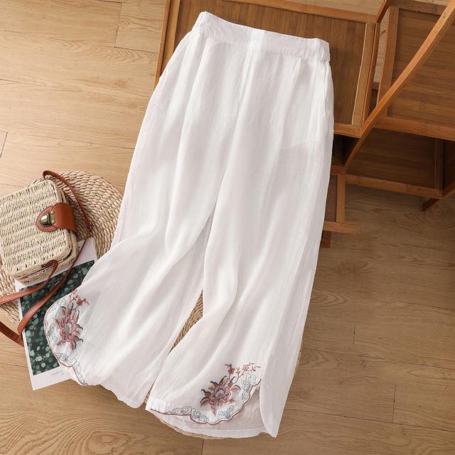 

Летние тонкие женские брюки большого размера Летние брюки Повседневные хлопковые и льняные брюки с широкими штанинами для женщин 2XL белый