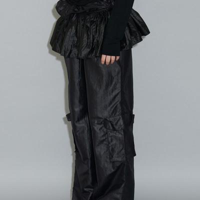 THEPORTA LAYERED FRILL WRAP, BLACK