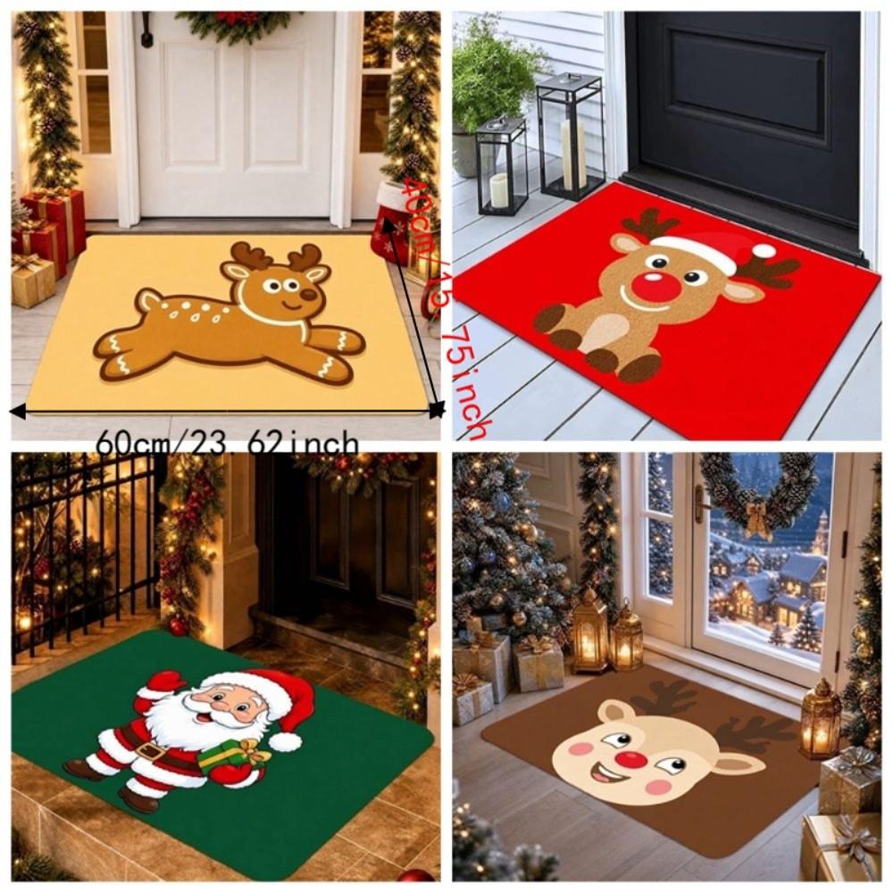 Non-Slip Reindeer Door Mat Diatom Mud Santa Claus Entryway Rug Durable Entrance Door Mat Balcony
