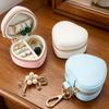 Heart Shaped Mini Jewelry Case Portable Travel Jewelry Box with Zipper for Rings Earrings Necklaces and Small Accessories