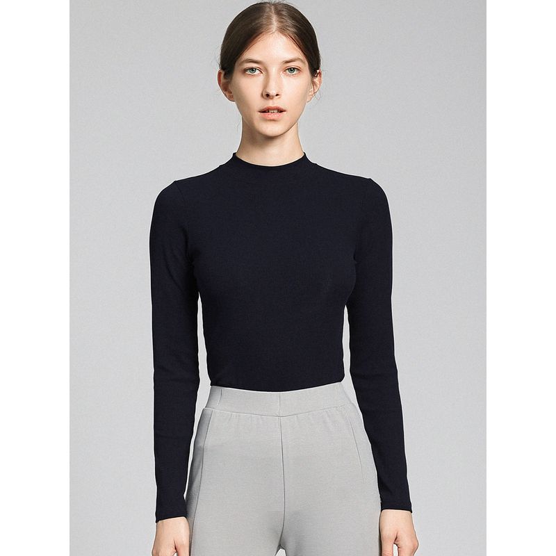 Half-High Collar Long Sleeves T-shirt Female 2025 Spring & Fall New Arrival Elegant Slim Looking Fashion All-Match Modal Bottoming Shirt Tops