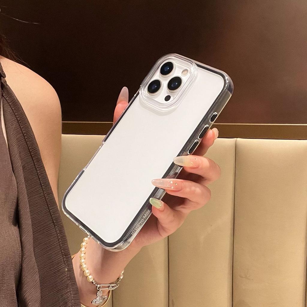 Color Macaron frame transparent case for iPhone17Pro max Apple 16 mobile phone case 15/14 soft case
