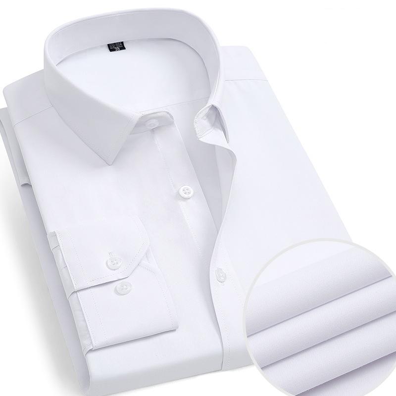 Men's Formal Shirt Long Sleeve  Solid Color Striped Pocket Fashion Business Office Professional Wear Social White Shirt