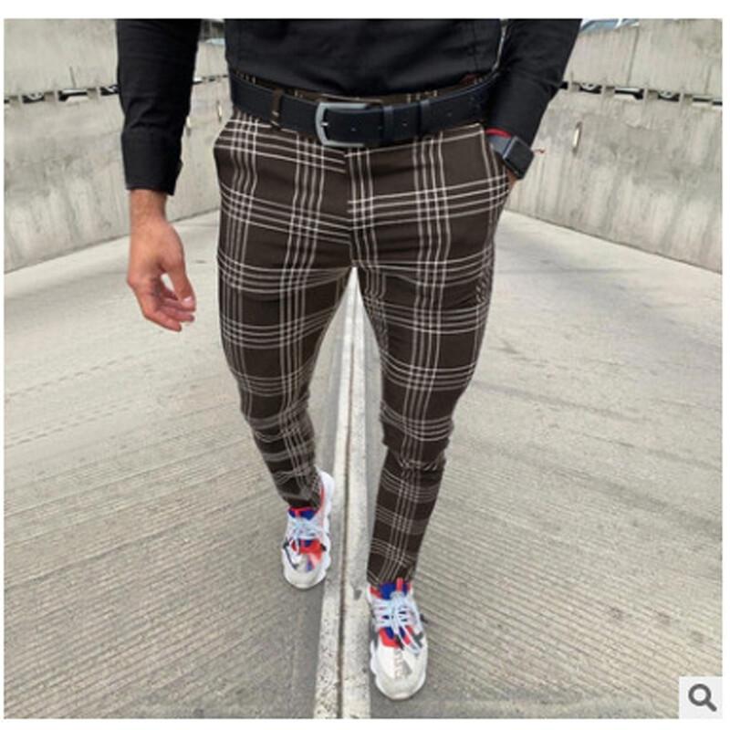 Casual Pants Plaid Social Slim Fit 